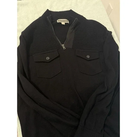 INC International Concepts 1/4 Zip Ribbed L/S Sweater Men’s Size L Black - Picture 3 of 5